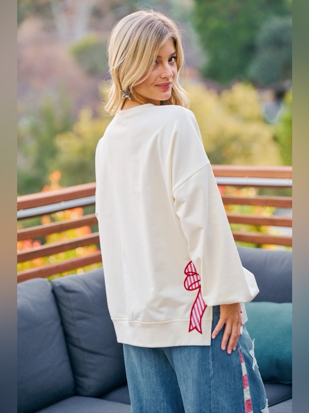 BiBi 4th Of July Stars And Stripes Patches Sweatshirt - Picture 2 of 16
